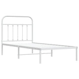 Bed Frame White Steel Single Bed Frame Rectangular Industrial 352620