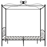 284478 Canopy Bed Frame without Mattress Black Metal 160x200 cm