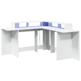 Desk with LED Lights White 152x152x91 cm Engineered Wood 3309456