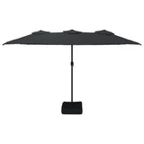 Double-Head Garden Parasol with LEDs Black 449x265 cm 362959