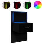 ZNTS Wall-mounted Bedside Cabinet with LED Lights Black 848159