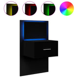 ZNTS Wall-mounted Bedside Cabinet with LED Lights Black 848159