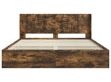 Bed Frame with Storage and Headboard Smoked Oak 135 x 190 cm 3413957