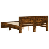 Bed Frame Smoked oak Engineered wood, Plywood 140 x 190 cm Sturdy 3207501