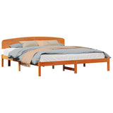 Bed Frame with Headboard Wax Brown 200 x 200 cm Solid Pine Wood 872052