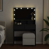 Dressing Table with LED Black 80x41x134.5 cm 848186