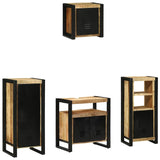 Bathroom Furniture Set with Shelf 4 pcs Brown Solid Mango Wood 3305656