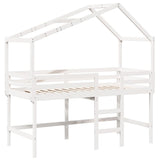 ZNTS Loft Bed with Ladder and Roof without Mattress White 80x200 cm 3282067