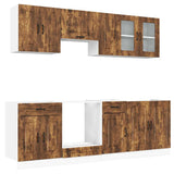 8 Piece Kitchen Cabinet Set Kalmar Smoked Oak Engineered Wood 3314826