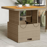 Garden Table Beige 80x80x71 cm Poly Rattan and Acacia Wood 368271