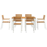 Garden Dining Set 7 pcs Solid Acacia Wood and Stainless Steel 3334776