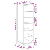 Shoe Cabinet Grey 30x34x105 cm Solid Wood Pine 813557
