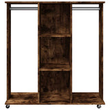 Wardrobe with Wheels Smoked Oak 102x38x110 cm Engineered Wood 848035