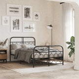 Metal Bed Frame without Mattress with Footboard Black 120x200cm 377133
