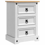 Bedside Table Corona White 45 x 35 x 64 cm Solid Pine Wood 42021187
