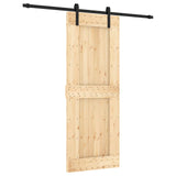 Sliding Door Natural and Black 80 x 210 cm Solid Pine Wood 3444918
