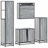 ZNTS 4 Piece Bathroom Furniture Set Grey Sonoma Engineered Wood 3301278