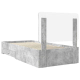 Bed Frame with Drawer Concrete Grey 90 x 190 cm Engineered Wood 3412840