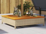 Parasol Base Cover Beige 70x70x25 cm Poly Rattan and Acacia 365954