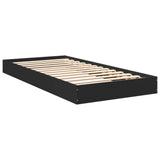Bed Frame without Mattress Black 75x190 cm Small Single Engineered Wood 842078