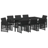 Garden Dining Set 9 pcs Black Poly Rattan 3380624
