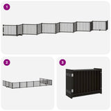 Dog Gate with Door Foldable 12 Panels Black 960 cm Poplar Wood 3155740