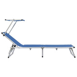 Sun Lounger Blue Aluminium Standard Foldable 44332