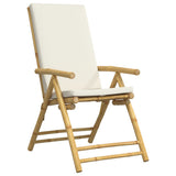 6 Piece Folding Reclining Chairs with Cream White Cushions Bamboo 3208928