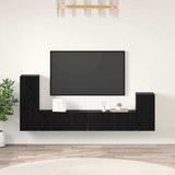 Wall TV Cabinet Wall-mounted 3 pcs Black Oak Engineered Wood 3393478