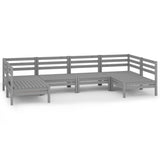 6 Piece Garden Lounge Set Grey Solid Wood Pine 3083396