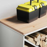 Firewood Rack with Wooden Top White 100.5x35.5x40 cm 864256
