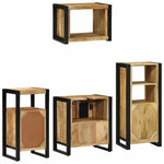 Bathroom Furniture Set with Shelf 4 pcs Brown Solid Mango Wood 3305670