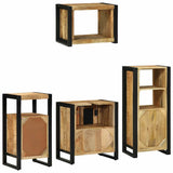 Bathroom Furniture Set with Shelf 4 pcs Brown Solid Mango Wood 3305670