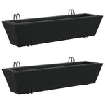 ZNTS Planters with hooks 2 pcs Black Poly Rattan 366404