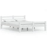 Bed Frame White Solid pinewood, plywood Double Durable 322070