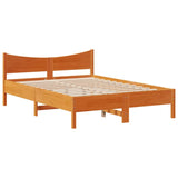 Bed Frame with Headboard Wax Brown 140x190 cm Solid Wood Pine 3306317