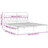 Metal Bed Frame without Mattress with Headboard White 180x200cm 377170