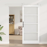Sliding Door ORKDAL White 93 x 211 cm Solid Pine Wood and Glass 3331926