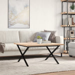 ZNTS Coffee Table X-Frame 90x90x45.5 cm Solid Wood Pine and Steel 3282753