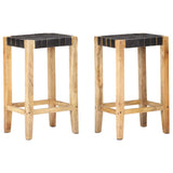 Bar Stools 2 pcs Black Real Leather 75 cm 321835