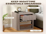 Modern Bedside Table Set of 2, Bedside Cabinet with Drawer and Open Shelf, Side End Table, T3398P555170
