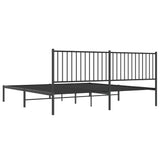 ZNTS Metal Bed Frame without Mattress with Headboard Black 200x200cm 350871