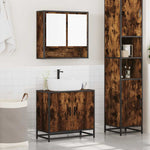 ZNTS 2 Piece Bathroom Furniture Set Smoked Oak Engineered Wood 3300917