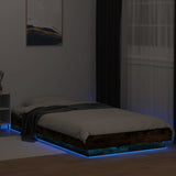 Bed Frame with LED Lights without Mattress Smoked Oak 75x190cm 3281158