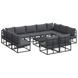 Garden Sofa Set with Cushion 12 pcs Black Aluminium 3378917