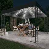 Gazebo with LED String Lights 3x3 m Anthracite Fabric 3070327