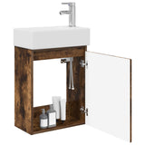 Bathroom Vanity Unit with Tap Smoked Oak 45.5 x 22.5 x 84 cm 889516