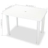 Outdoor Table White Plastic Medium Lightweight Garden Table 43592