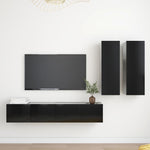 ZNTS 4 Piece TV Cabinet Set Black Engineered Wood 3078791