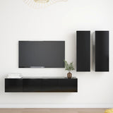 ZNTS 4 Piece TV Cabinet Set Black Engineered Wood 3078791
